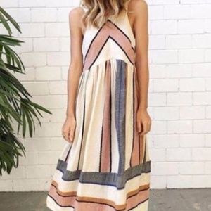 CRFS chevron stripe midi dress shortened NWT Med